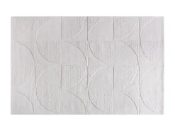 Alfombra de lana tuftada a mano con relieve y motivo circular, 200 x 290, Marfil, MILUNA