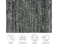 Alfombra de lana UNI tejida a mano 140x200 cm Antracita Pure