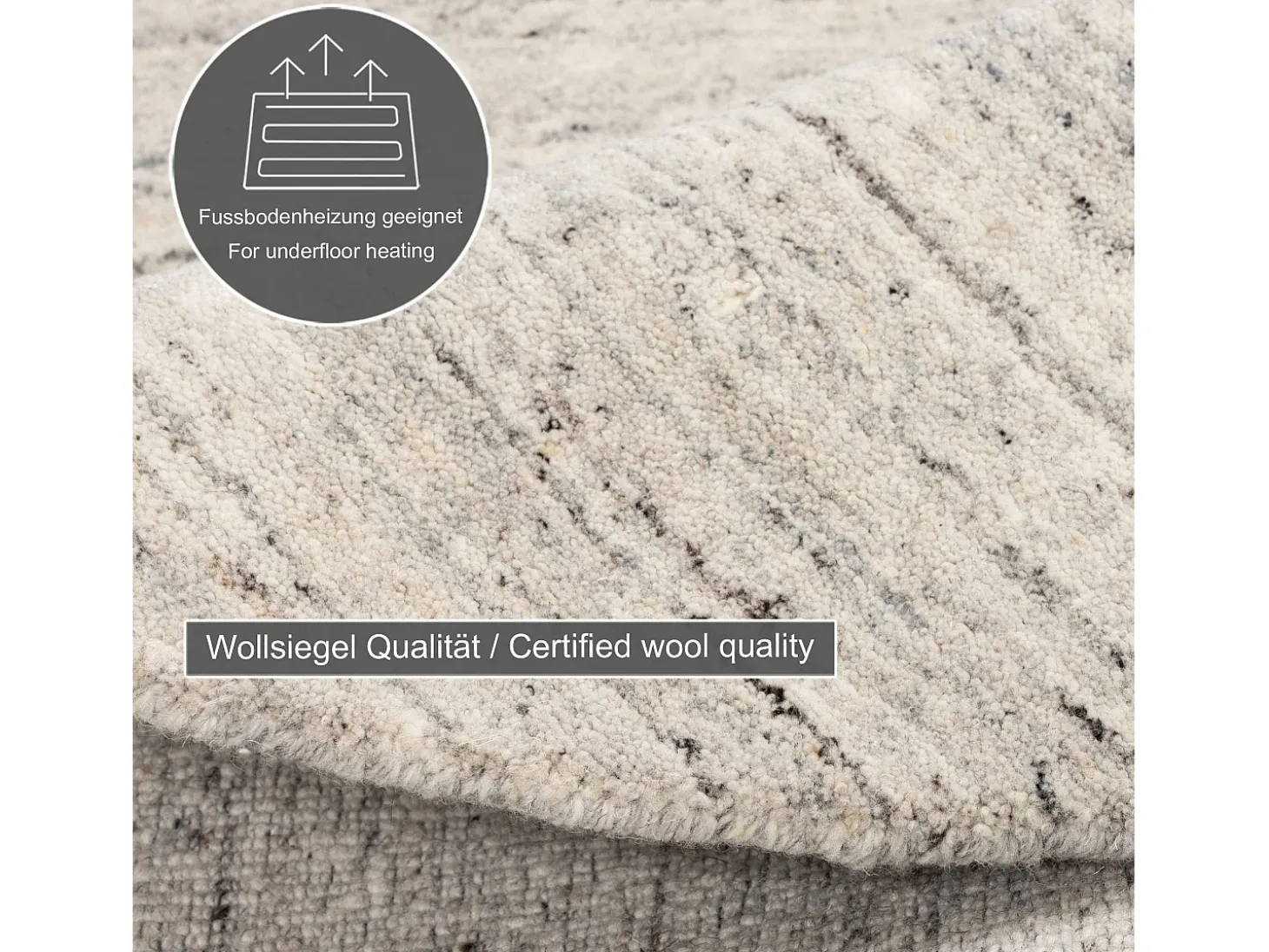 Alfombra de lana UNI tejida a mano 150x150 cm Gris natural Pure
