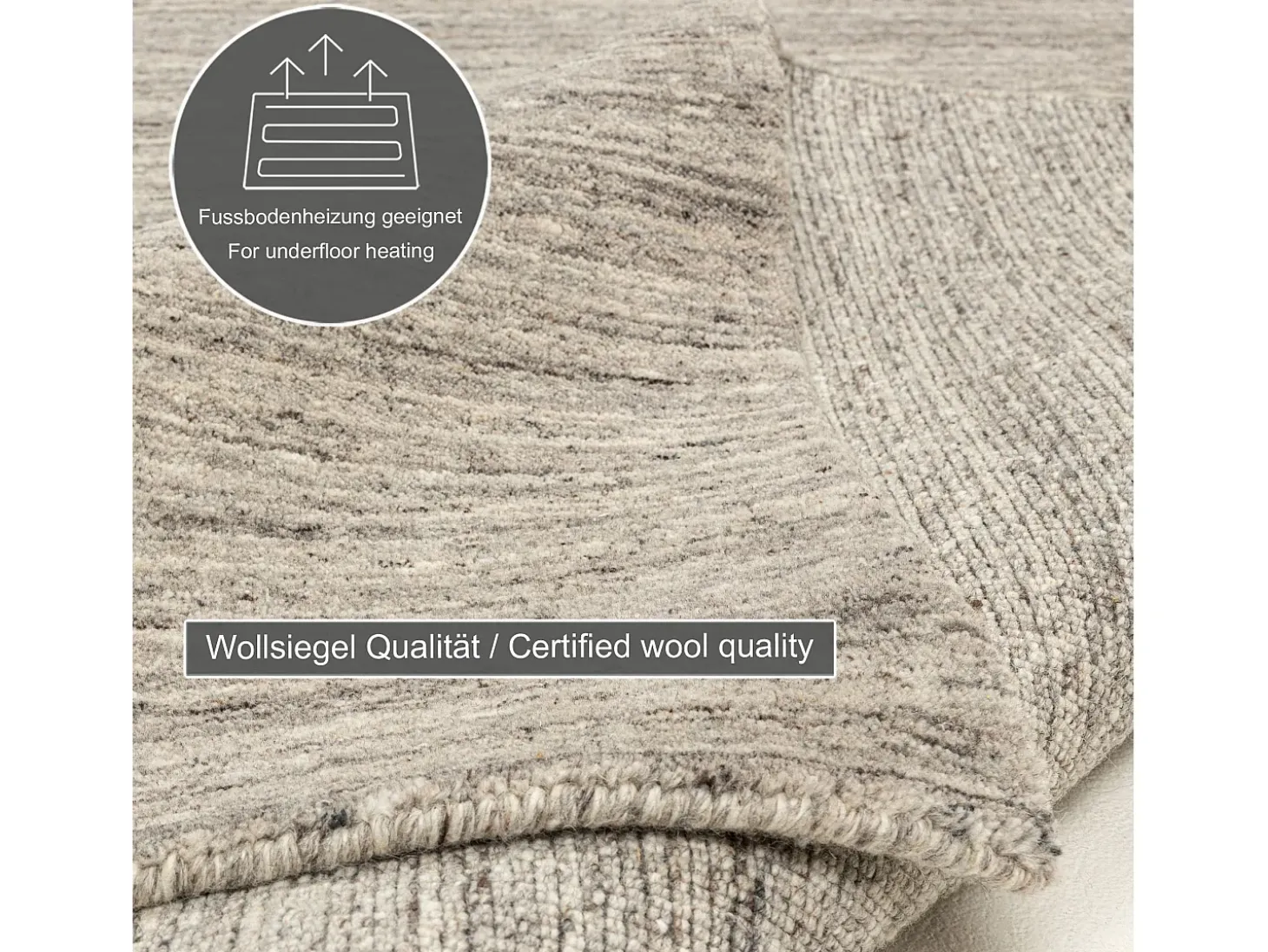 Alfombra de lana UNI tejida a mano 90x160 cm Gris Pure
