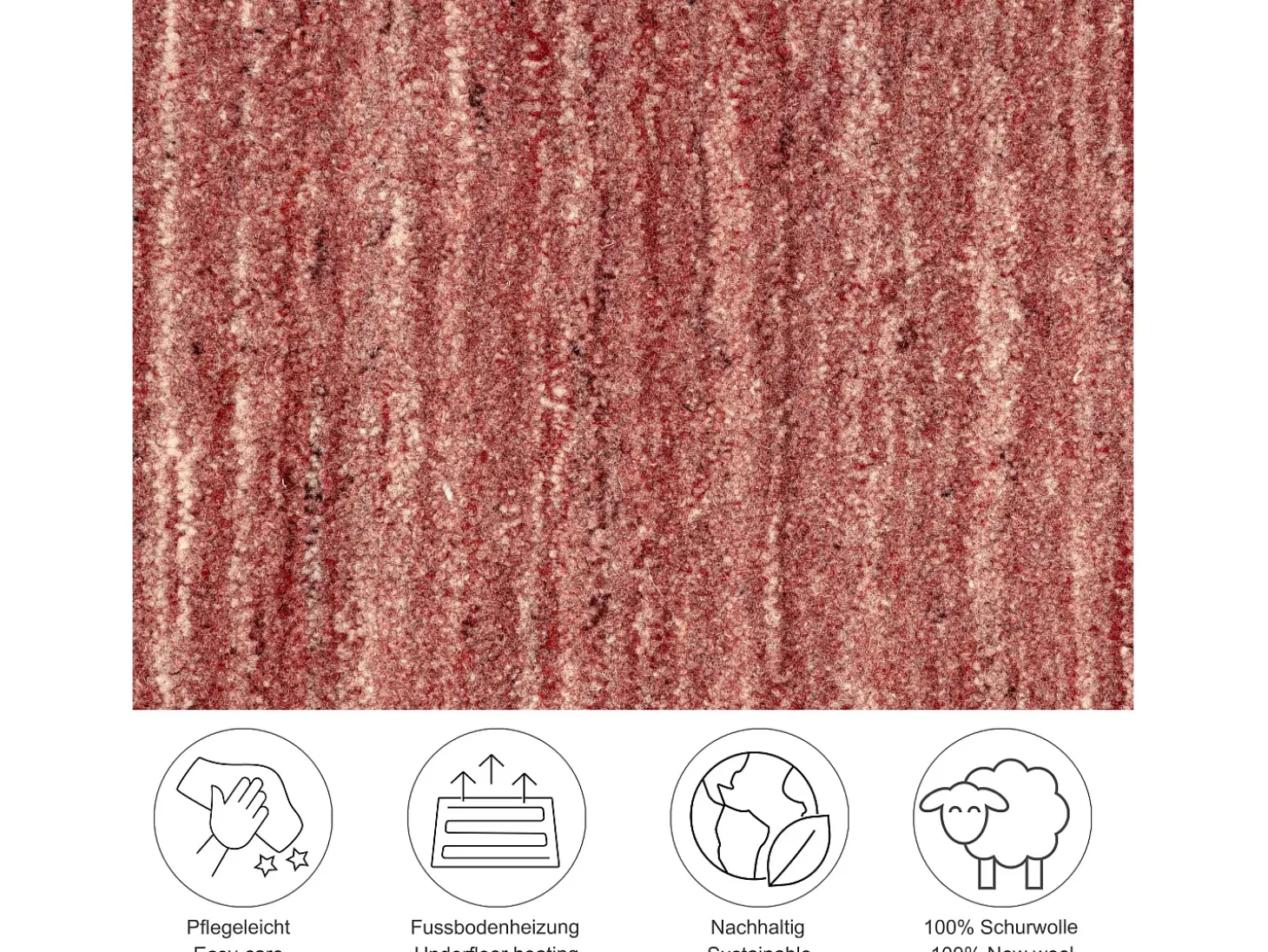 Alfombra de lana UNI tejida a mano 150x150 cm Rojo Pure