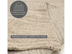 Alfombra de lana UNI tejida a mano 170x240 cm Beige natural Pure