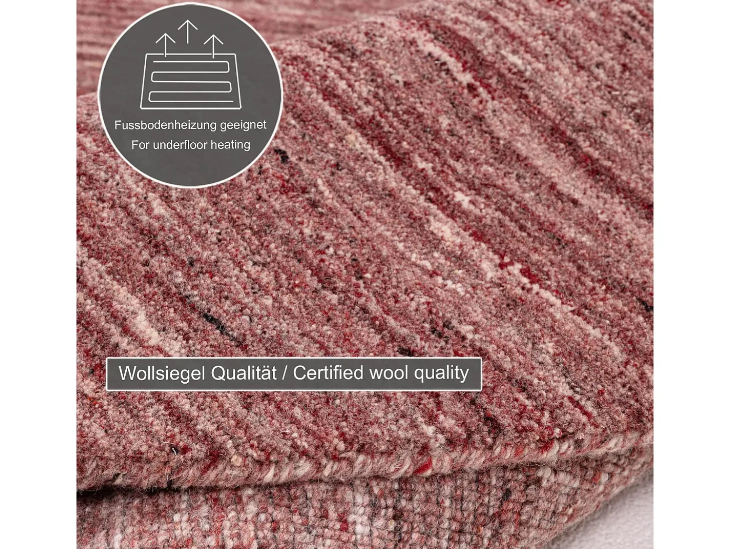 Alfombra de lana UNI tejida a mano 190x190 cm Rojo Pure