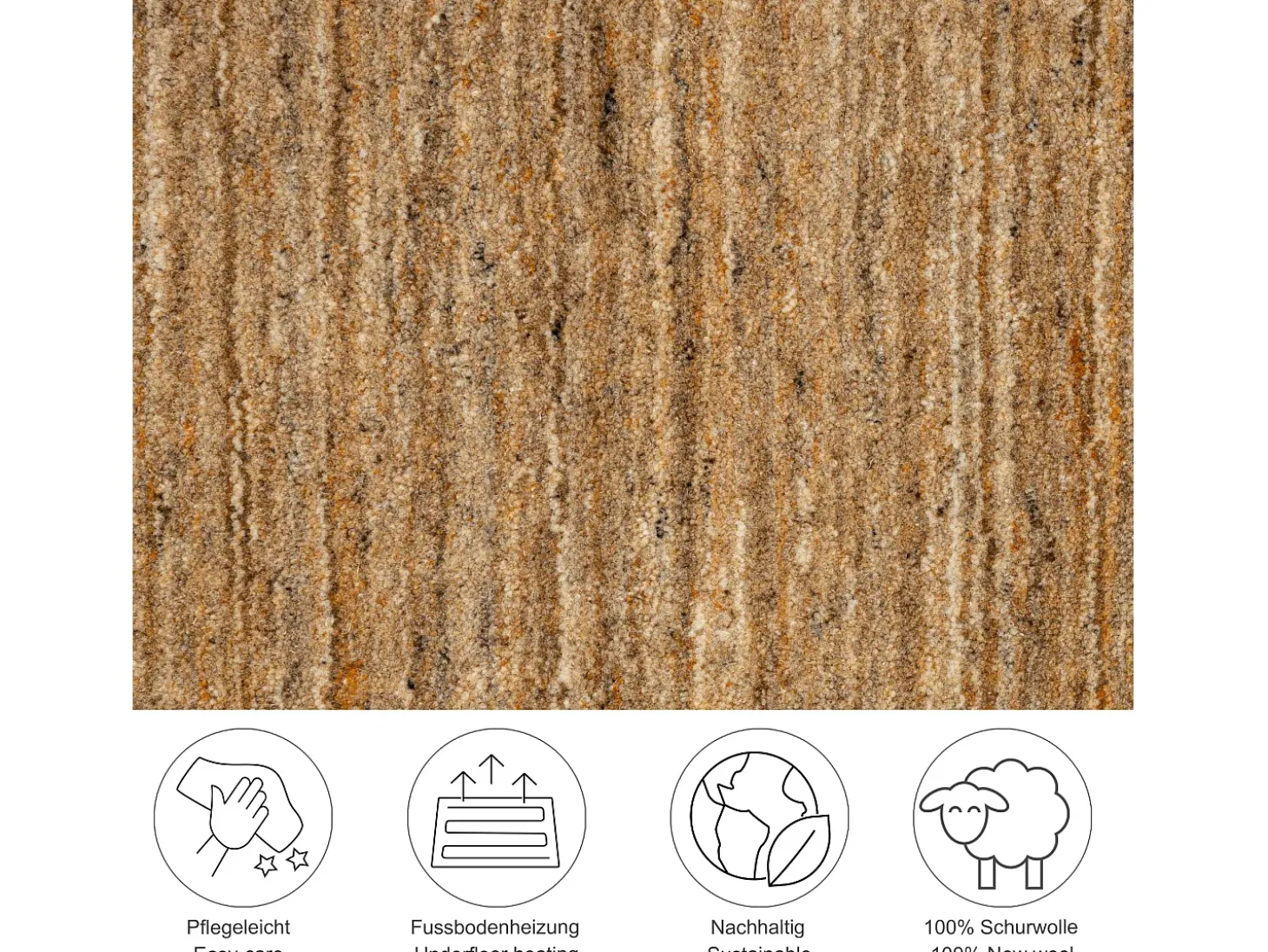Alfombra de lana UNI tejida a mano 170x240 cm Ocre Pure