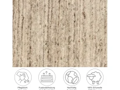 Alfombra de lana UNI tejida a mano 100x100 cm Beige natural Pure