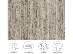 Alfombra de lana UNI tejida a mano 60x90 cm Gris Pure