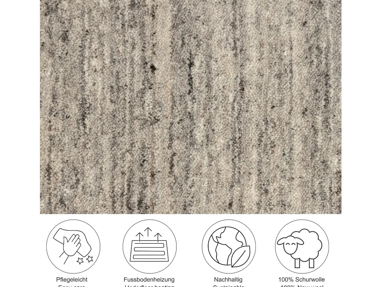 Alfombra de lana UNI tejida a mano 70x140 cm Gris Pure
