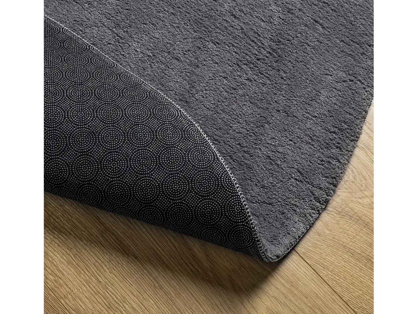 Alfombra de pelo corto suave y lavable gris antracita Ø 200 cm