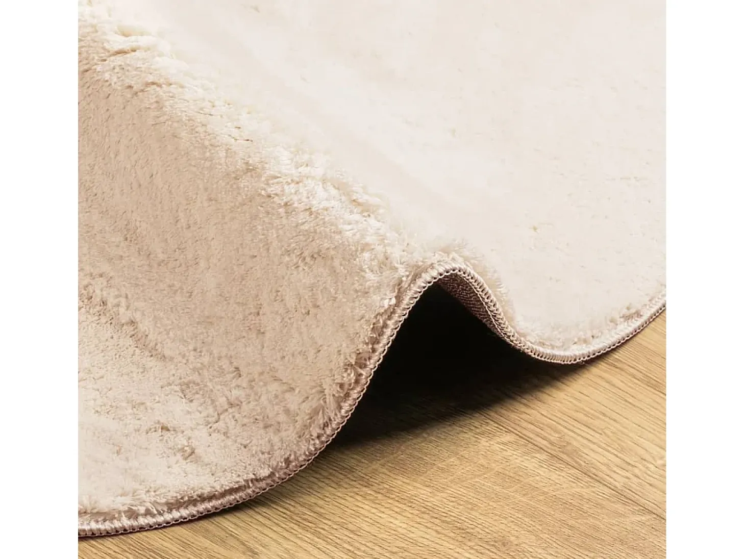 Alfombra de pelo corto suave lavable HUARTE beige Ø 120 cm