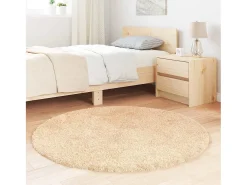 Alfombra de pelo largo beige NAVARRA 120x120 cm poliéster