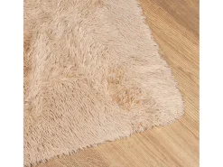 Alfombra de pelo largo beige NAVARRA 160x160 cm poliéster