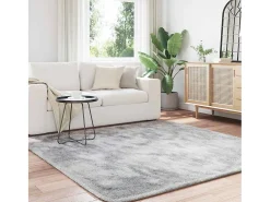 Alfombra de pelo largo gris plata NAVARRA 200x200 cm
