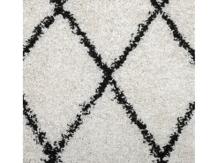 Alfombra de pelo largo moderna crema y negro Ø 280 cm