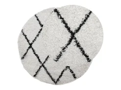 Alfombra de pelo largo moderna crema y negro Ø 280 cm