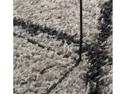 Alfombra de pelo largo moderna beige y antracita Ø 120 cm