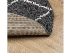 Alfombra de pelo largo moderna negro y crema Ø 280 cm