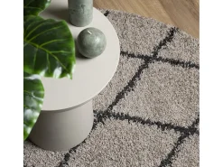 Alfombra de pelo largo moderna beige y antracita Ø 100 cm