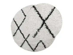 Alfombra de pelo largo moderna crema y negro Ø 120 cm