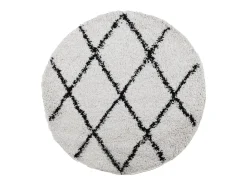 Alfombra de pelo largo moderna crema y negro Ø 120 cm