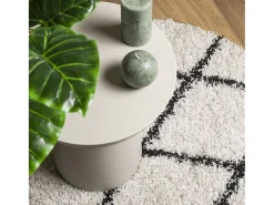 Alfombra de pelo largo moderna crema y negro Ø 120 cm
