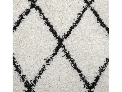 Alfombra de pelo largo moderna crema y negro Ø 120 cm