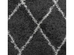Alfombra de pelo largo moderna negro y crema Ø 80 cm