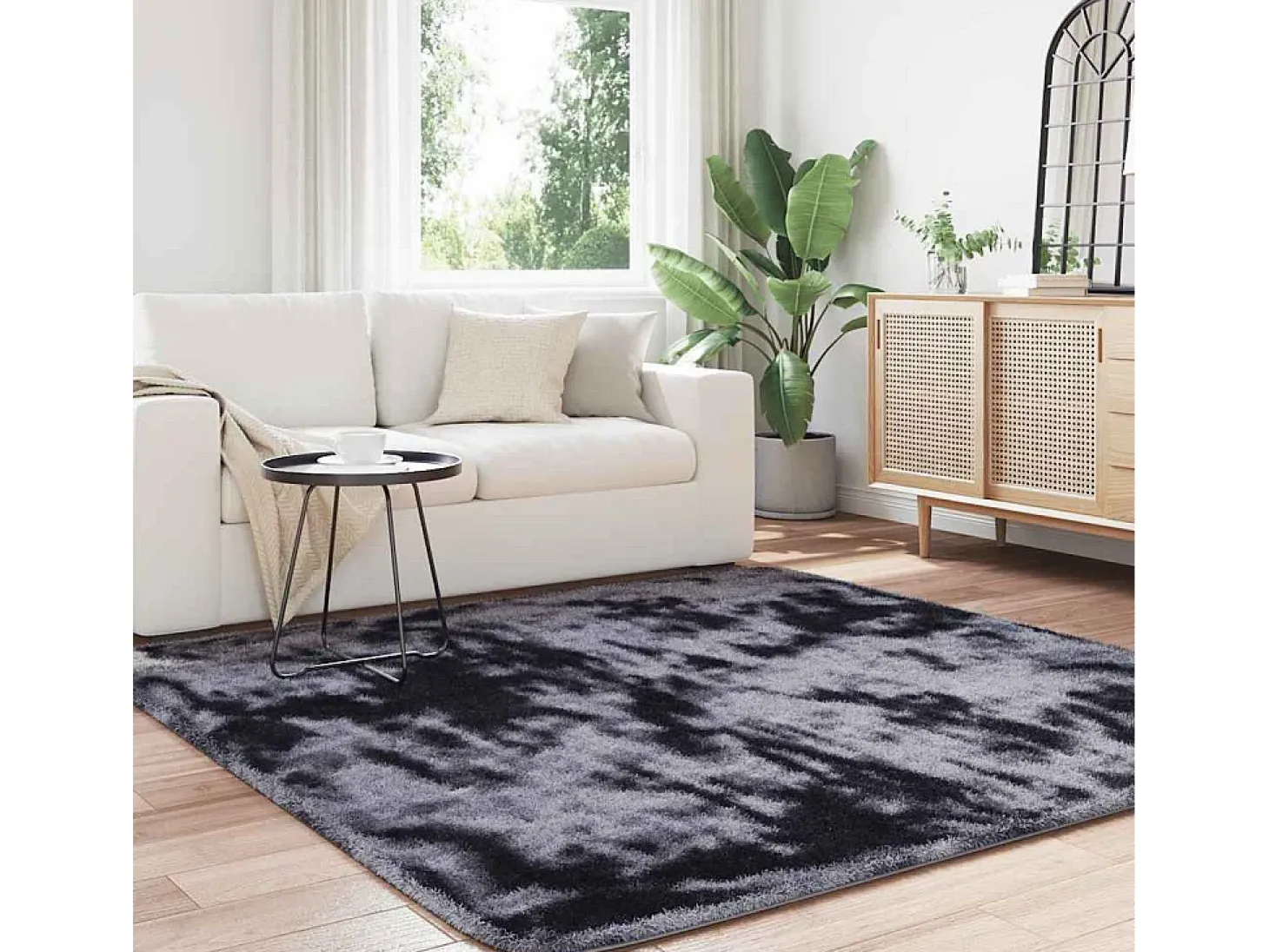 Alfombra de pelo largo NAVARRA gris oscuro 200x200 cm