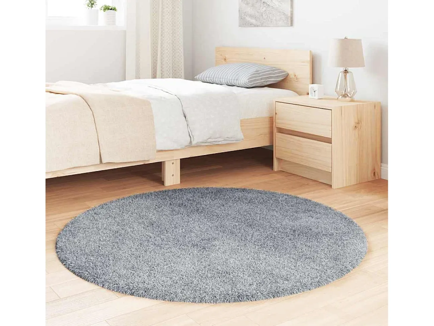 Alfombra de pelo largo NAVARRA gris claro 120x120 cm