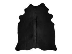 Alfombra de piel de vaca auténtica negra 180x220 cm