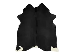 Alfombra de piel de vaca auténtica negra 180x220 cm