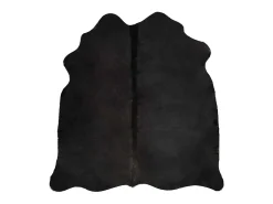 Alfombra de piel de vaca auténtica negra 180x220 cm