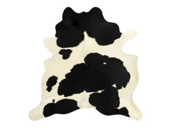 Alfombra de piel de vaca real negro y blanco 150x170 cm