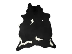 Alfombra de piel de vaca real negro y blanco 150x170 cm