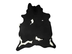 Alfombra de piel de vaca auténtica negro y blanco 180x220 cm ES69665