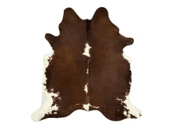 Alfombra de piel de vaca auténtica marrón y blanco 150x170 cm