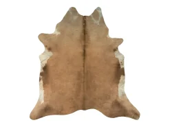 Alfombra de piel de vaca auténtica marrón y blanco 150x170 cm