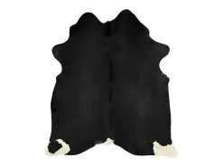 Alfombra de piel de vaca auténtica negro 150x170 cm