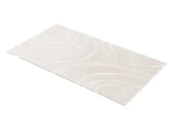 Alfombra de piel sintética en relieve con patrones circulares, 160 x 230 cm, Beige, PAOLISI