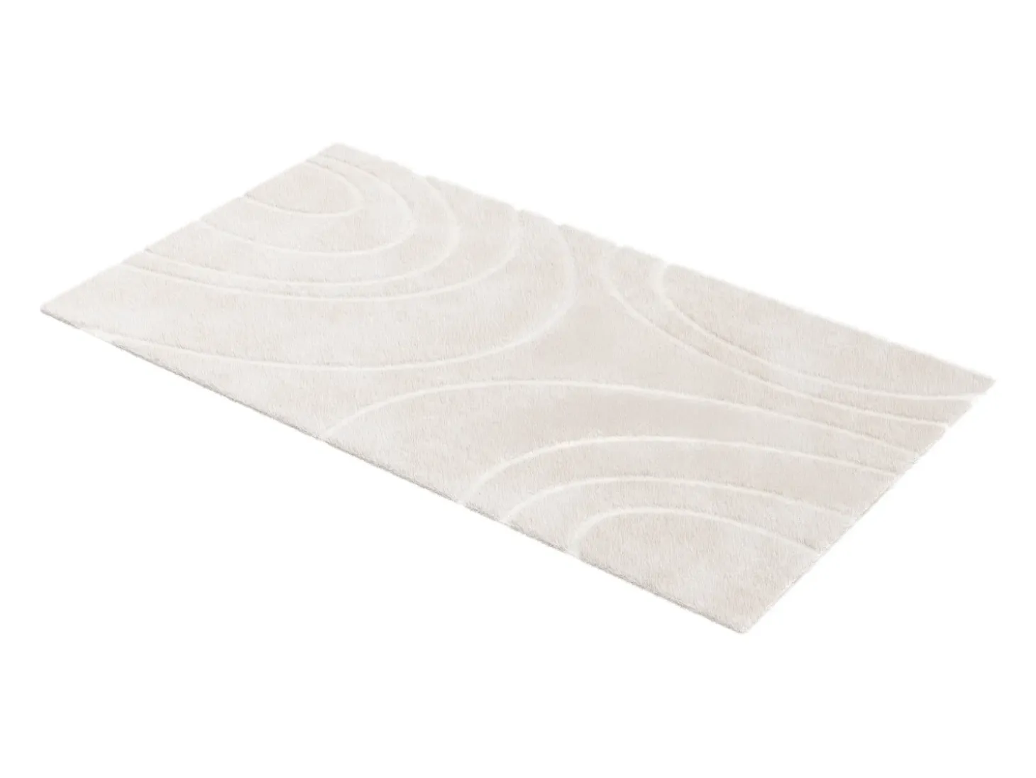 Alfombra de piel sintética en relieve con motivos circulares, 200 x 290 cm, Beige, PAOLISI