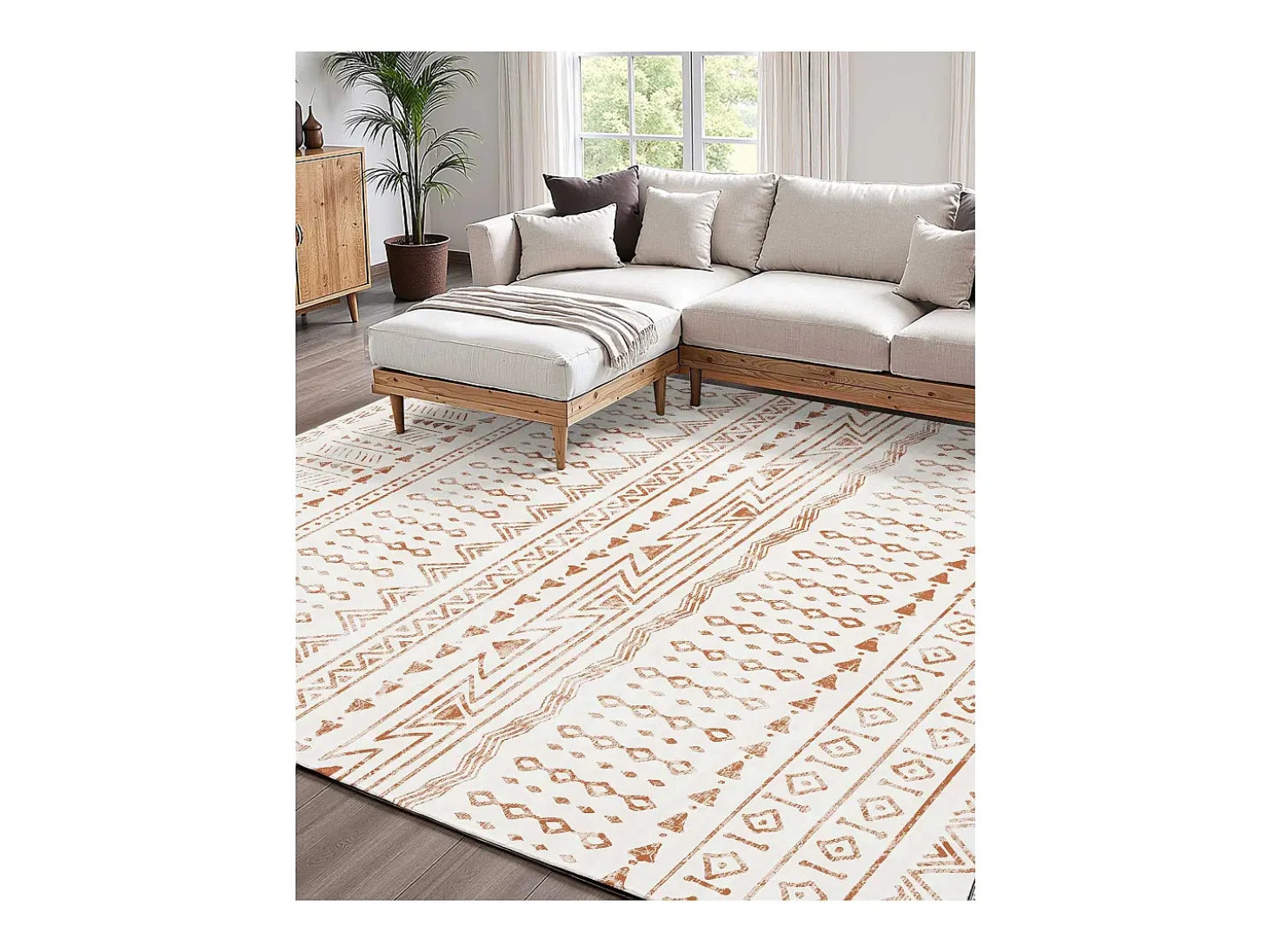 Alfombra de Salón SucceBuy, 1,5 x 2,1 m, Alfombra Grande para Dormitorio, Lavable, Antideslizante, Suave y Cómoda, Estilo Moderno, para Dormitorio, Beige