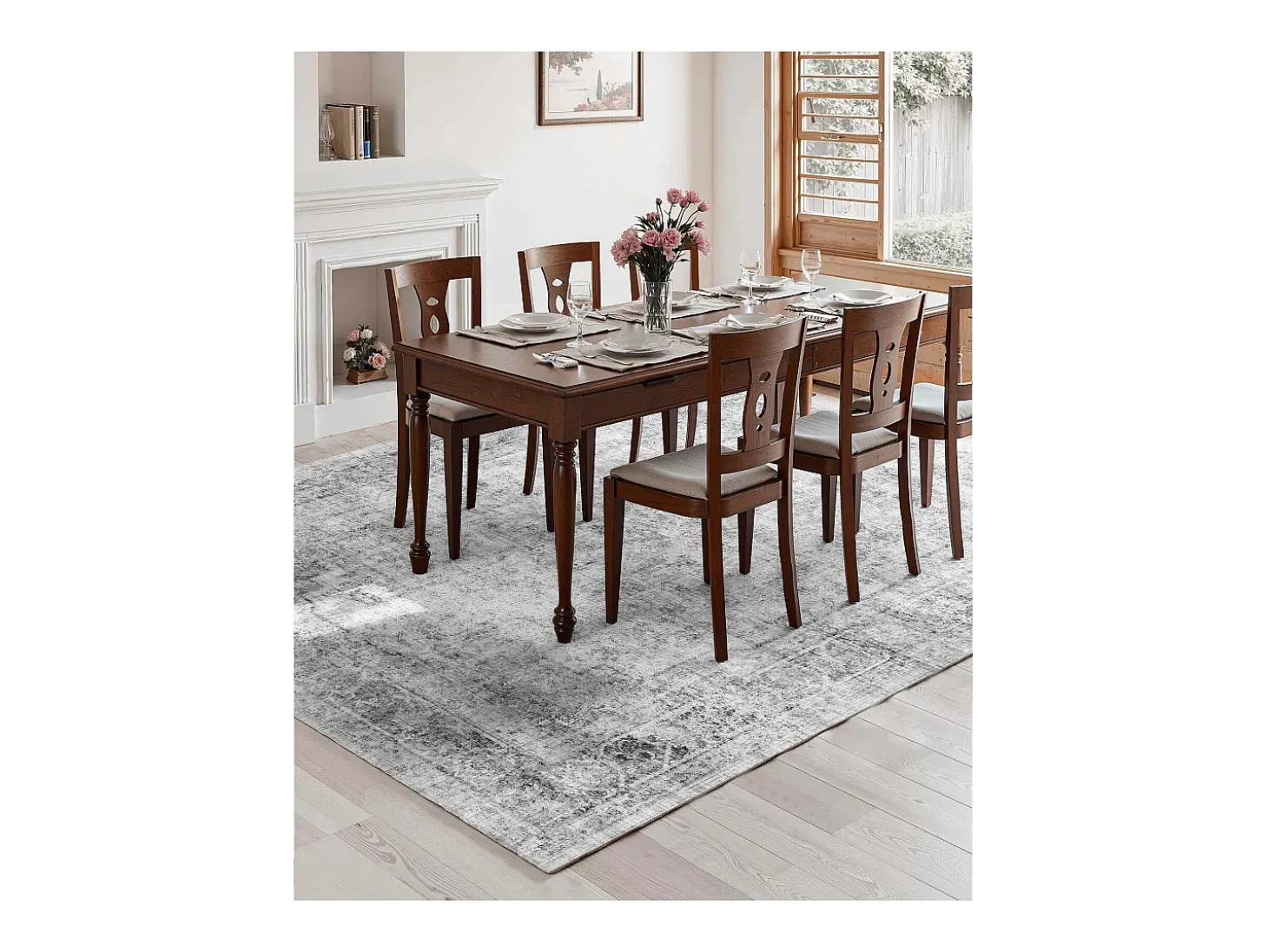 Alfombra de Salón SucceBuy, 2,7 x 3,7 m, Alfombra Grande para Dormitorio, Lavable, Antideslizante, Suave y Cómoda, Estilo Bohemio, para Dormitorio, Gris