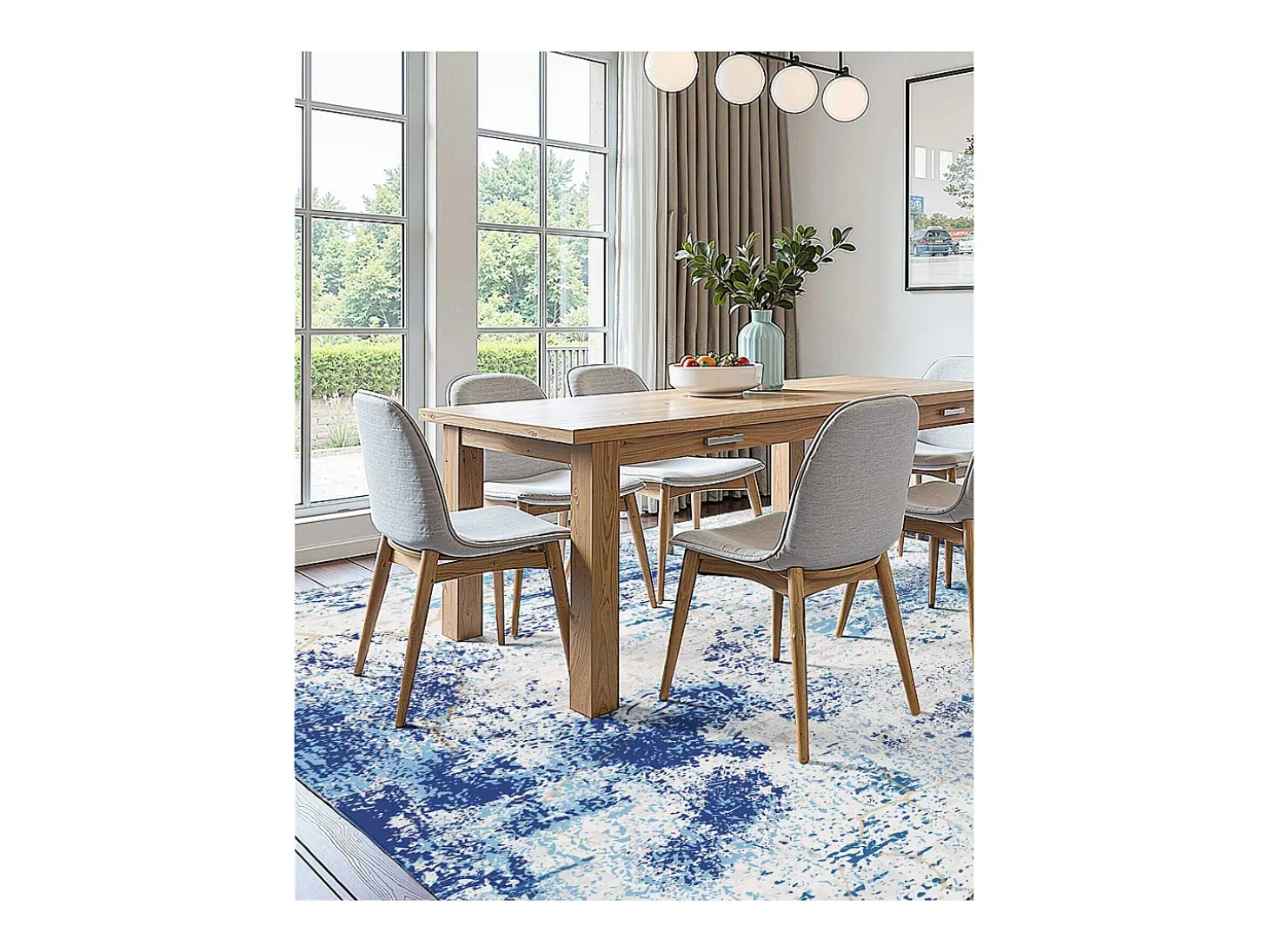 Alfombra de Salón SucceBuy, 1,5 x 2,1 m, Alfombra Grande para Dormitorio, Lavable, Antideslizante, Suave y Cómoda, Estilo Moderno, para Dormitorio, Azul