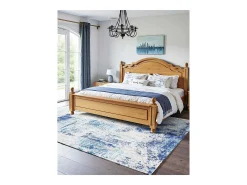 Alfombra de Salón SucceBuy, 1,5 x 2,1 m, Alfombra Grande para Dormitorio, Lavable, Antideslizante, Suave y Cómoda, Estilo Moderno, para Dormitorio, Azul