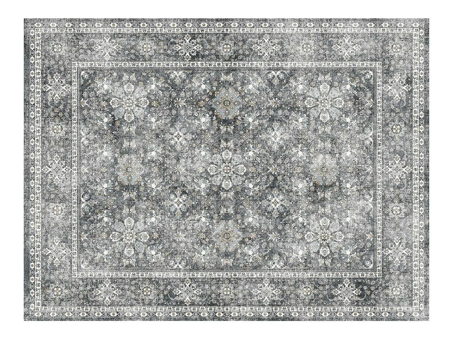 Alfombra de Salón SucceBuy, 2,4 x 3 m, Alfombra Grande para Dormitorio Lavable y Antideslizante, Suave y Cómoda, Estilo Vintage, para Dormitorio, Entrada, Gris