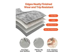 Alfombra de Salón SucceBuy, 2,4 x 3 m, Alfombra Grande para Dormitorio Lavable y Antideslizante, Suave y Cómoda, Estilo Vintage, para Dormitorio, Entrada, Gris