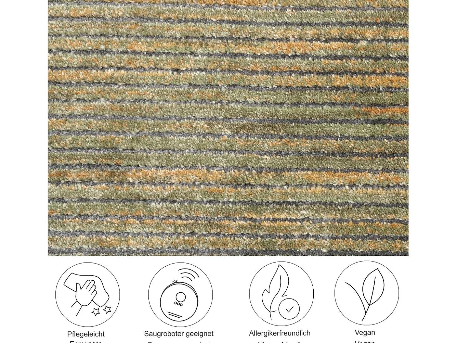 Alfombra de tejido plano con aspecto corto 40x60 cm Verde Corduletta