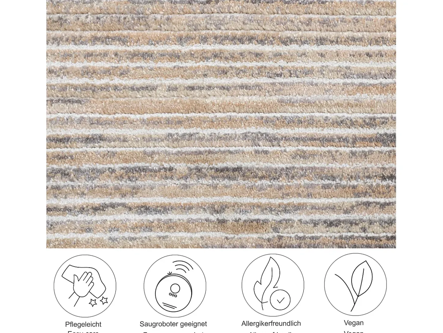 Alfombra de tejido plano con aspecto corto 80x280 cm Beige Corduletta