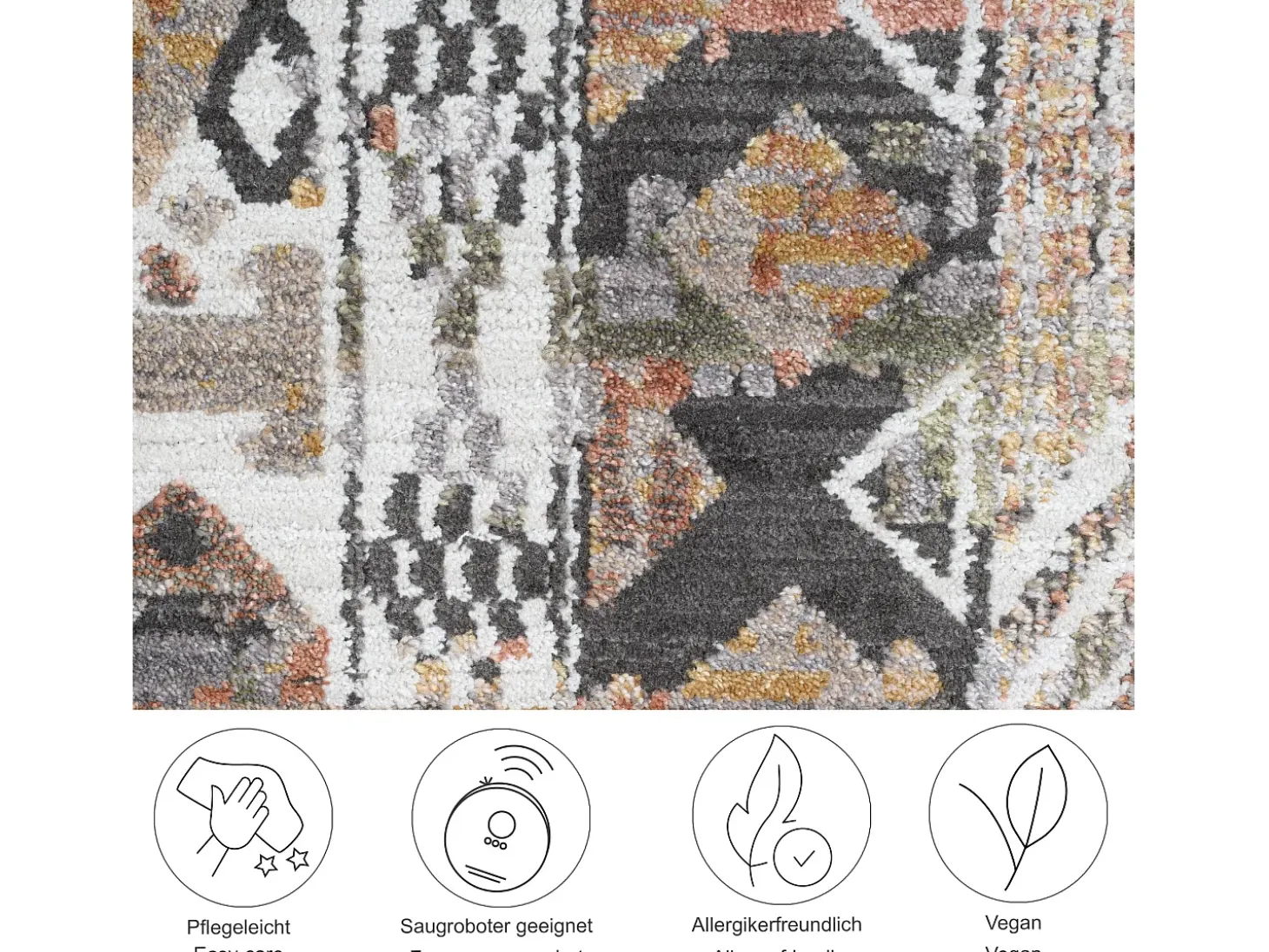 Alfombra de tejido plano con aspecto vintage 80x150 cm Beige multi Corduletta