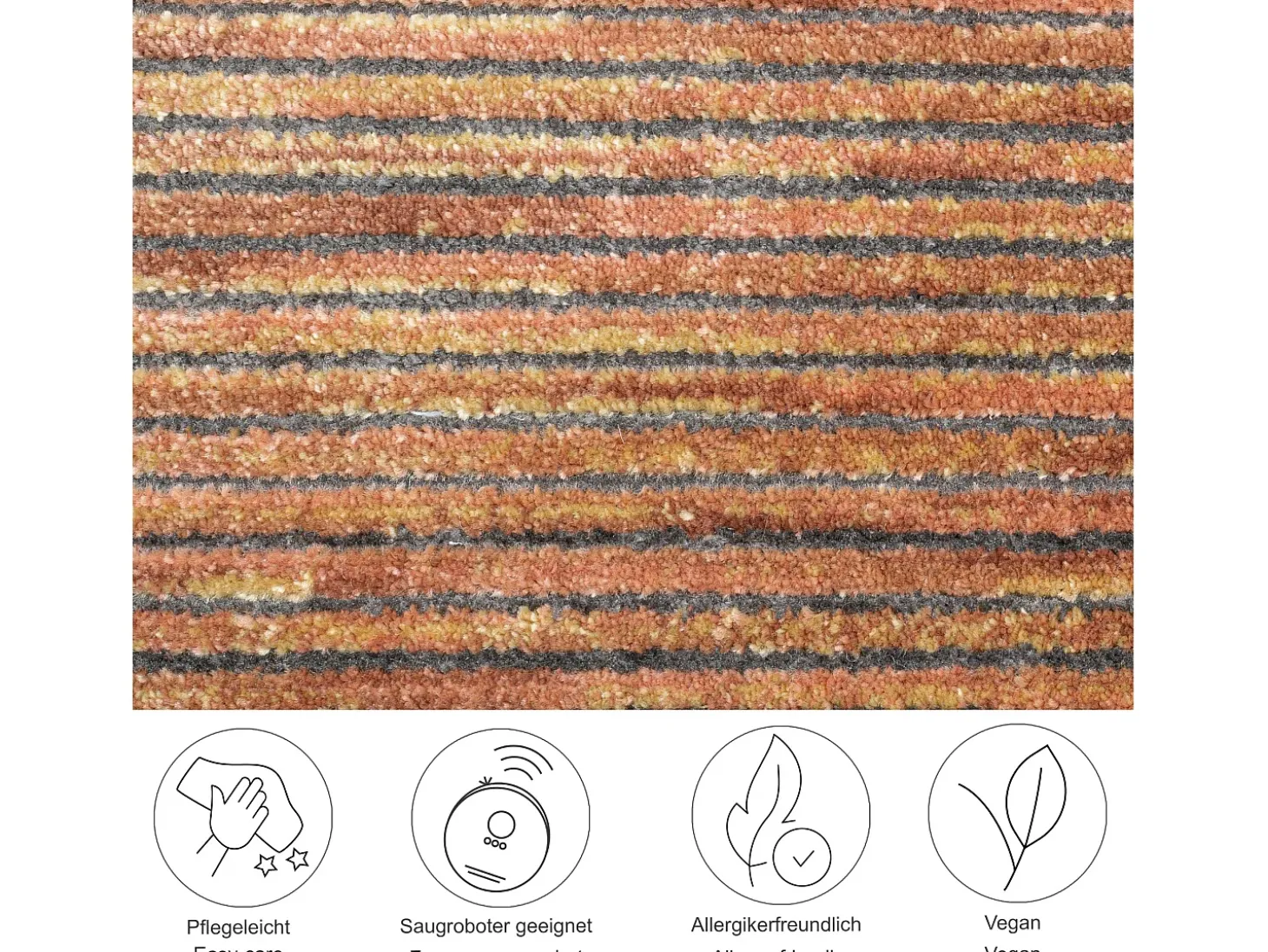 Alfombra de tejido plano con aspecto corto 80x280 cm Óxido Corduletta