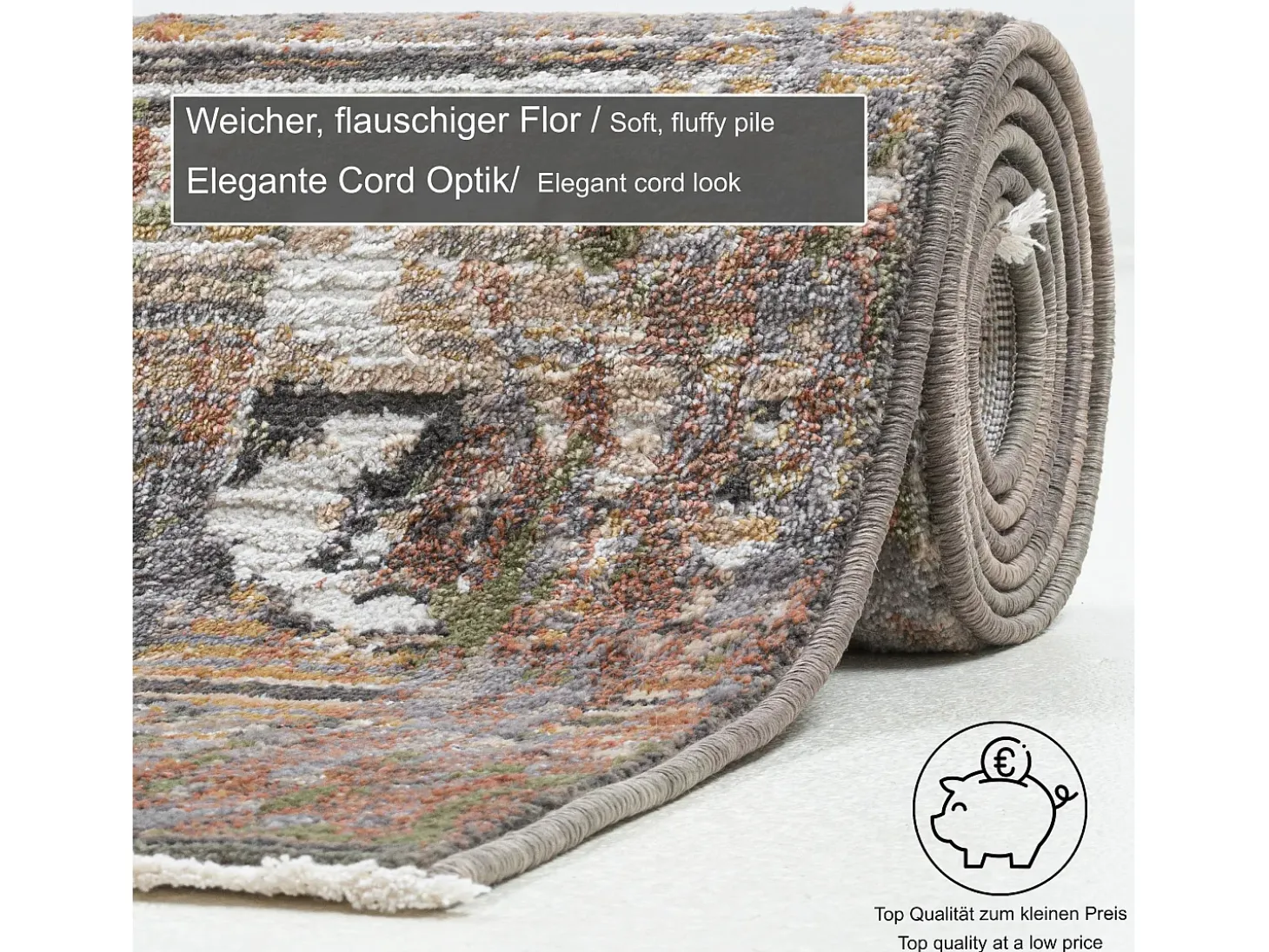 Alfombra de tejido plano con aspecto vintage 190x240 cm Beige multi Corduletta